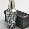 Abalon Stainless Steel and Mother of Pearl Cocktail Shaker