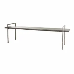 Acacia Live Edge Gray Bench with Textured Iron Frame
