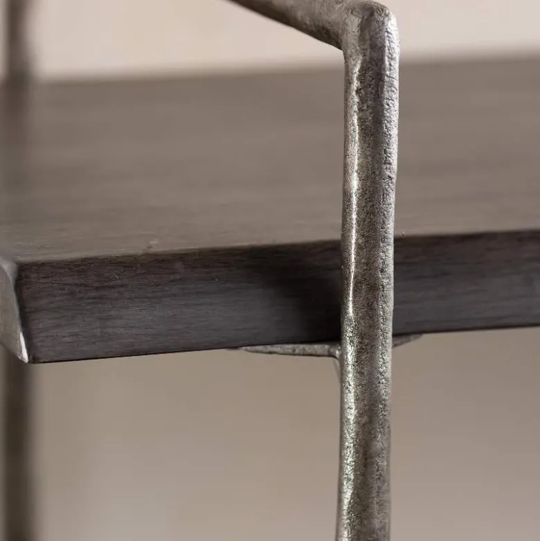 Acacia Live Edge Gray Bench with Textured Iron Frame