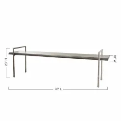 Acacia Live Edge Gray Bench with Textured Iron Frame