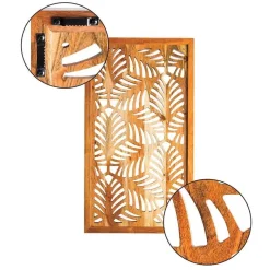 Acacia Wood Laser Cutout Wall Panel - Leaf