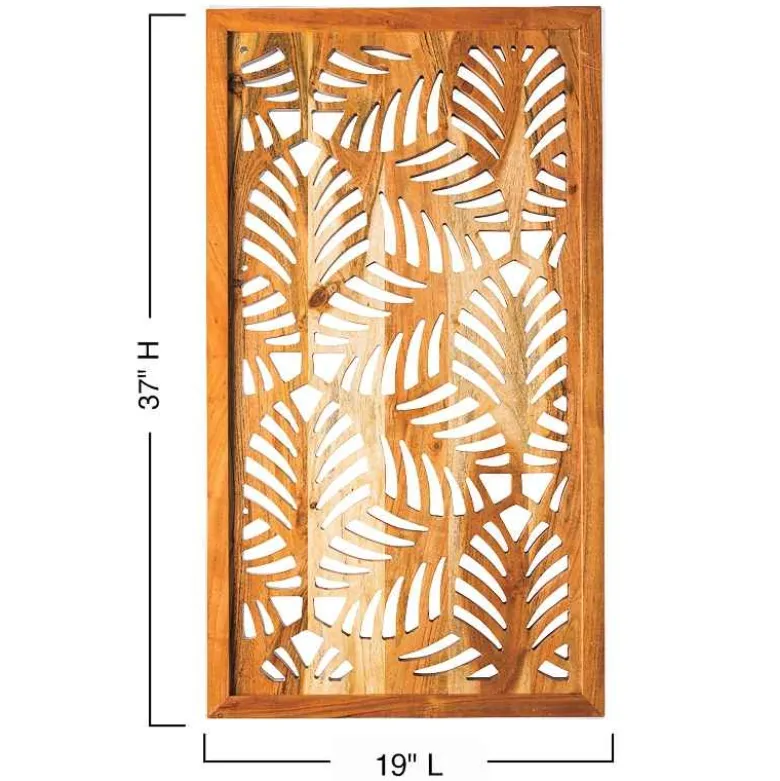 Acacia Wood Laser Cutout Wall Panel - Leaf