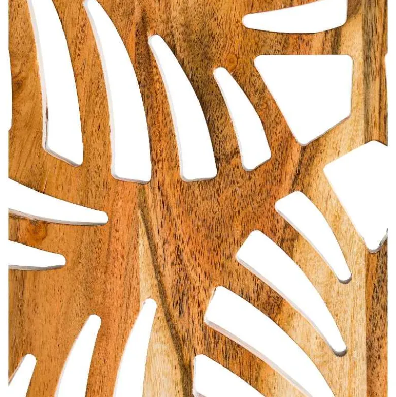 Acacia Wood Laser Cutout Wall Panel - Leaf