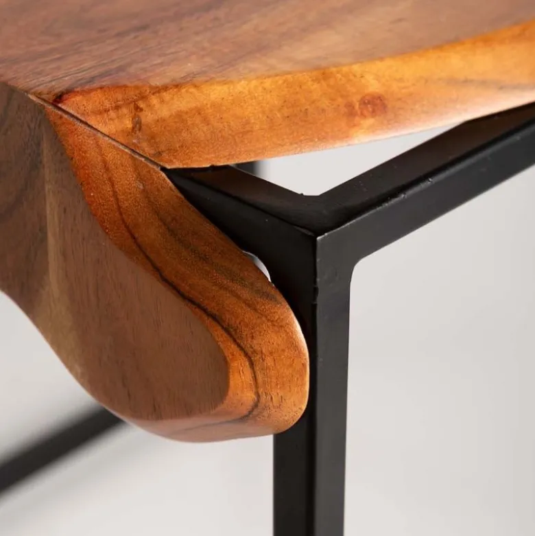 Acacia Wood Waterfall Nesting Tables, Set of 2