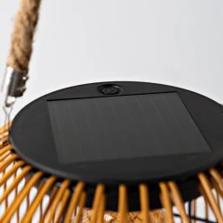 All-Weather Faux Rattan Solar Lantern, Round