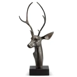 Aluminum and Marble Deer Bust Sculpture