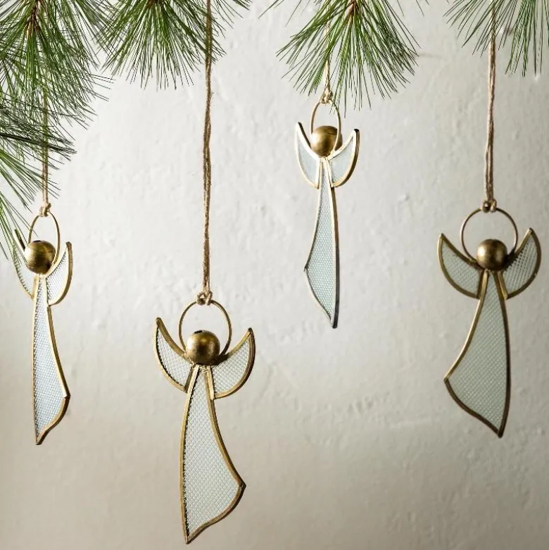 Antique Brass and Glass Angel Ornament