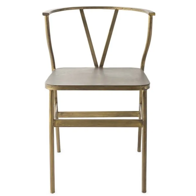 Antique Brass Wishbone Accent Chair