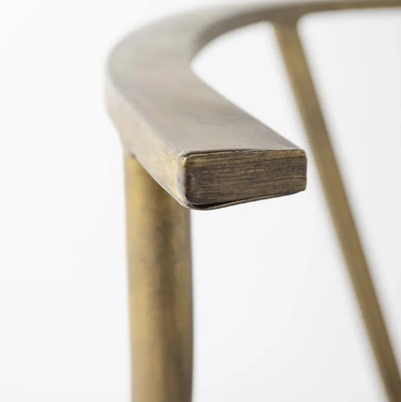 Antique Brass Wishbone Accent Chair
