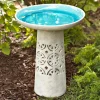 Aqua Crackle Glazed Ceramic Birdbath