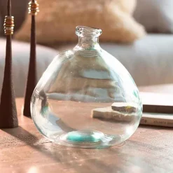 Askew Recycled Glass Balloon Vase, 9" - Clear
