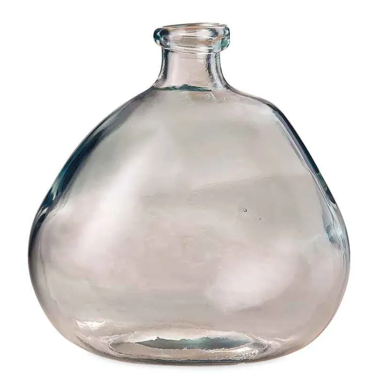 Askew Recycled Glass Balloon Vase, 9" - Clear
