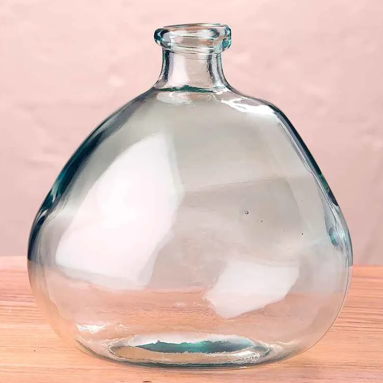 Askew Recycled Glass Balloon Vase, 9" - Clear