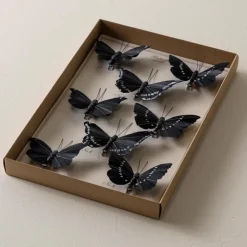 Black Feather Butterflies, Set of 8
