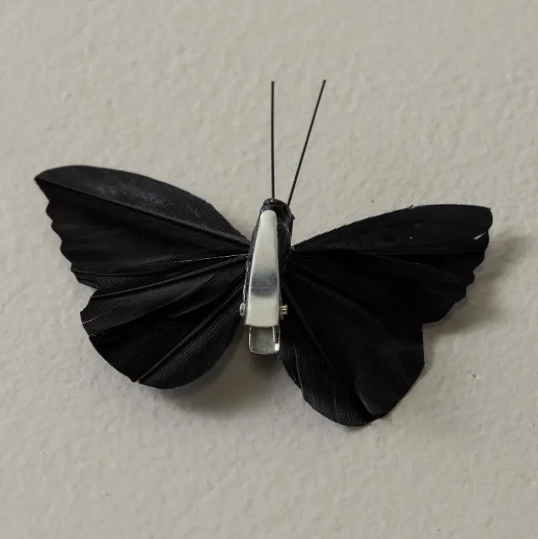 Black Feather Butterflies, Set of 8