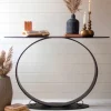 Black Oval Metal Console Table