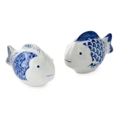 Blue Floating Ceramic Fish, Set of 2