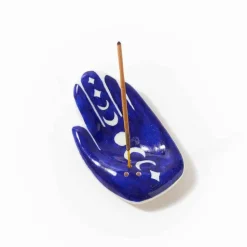 Blue Hand Moon Phase Incense Holder