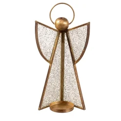 Brass Glass Angel Votive Holders, Set of 3