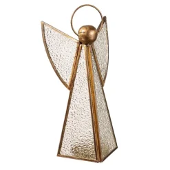 Brass Glass Angel Votive Holders, Set of 3