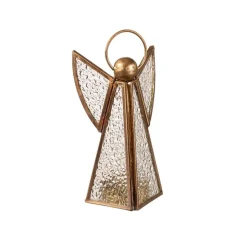 Brass Glass Angel Votive Holders, Set of 3