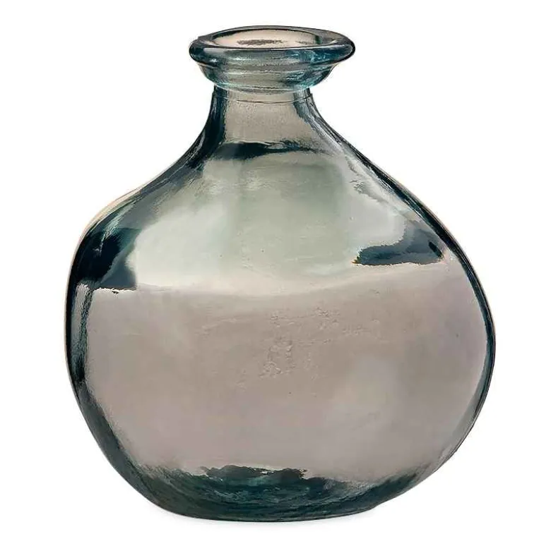 Bubble Recycled Glass Balloon Vase, 7"H - Smokey Blue