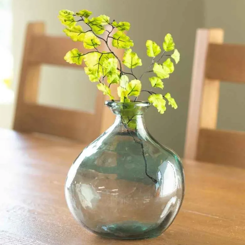 Bubble Recycled Glass Balloon Vase, 7"H - Smokey Blue