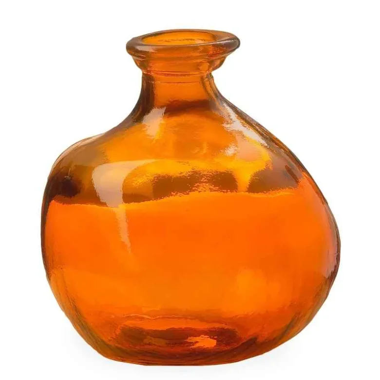 Bubble Recycled Glass Balloon Vase, 7"H - Amber