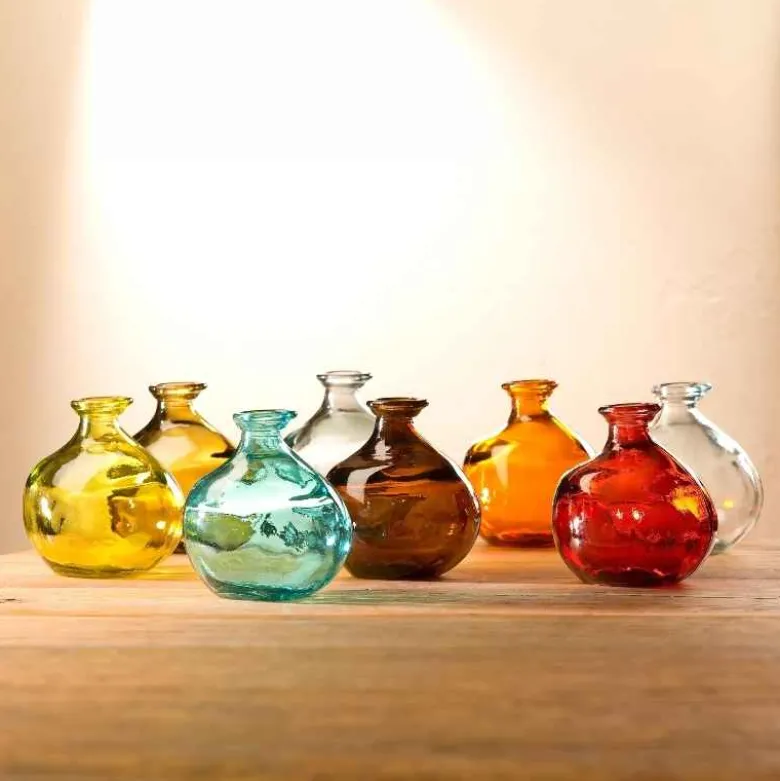 Bubble Recycled Glass Balloon Vase, 7"H - Citron Green