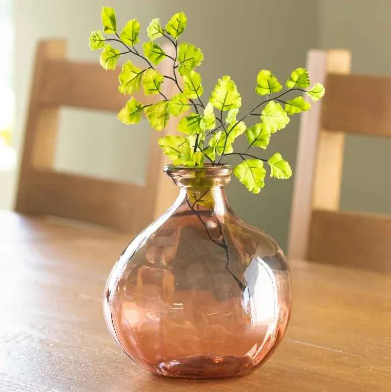 Bubble Recycled Glass Balloon Vase, 7"H - Pink