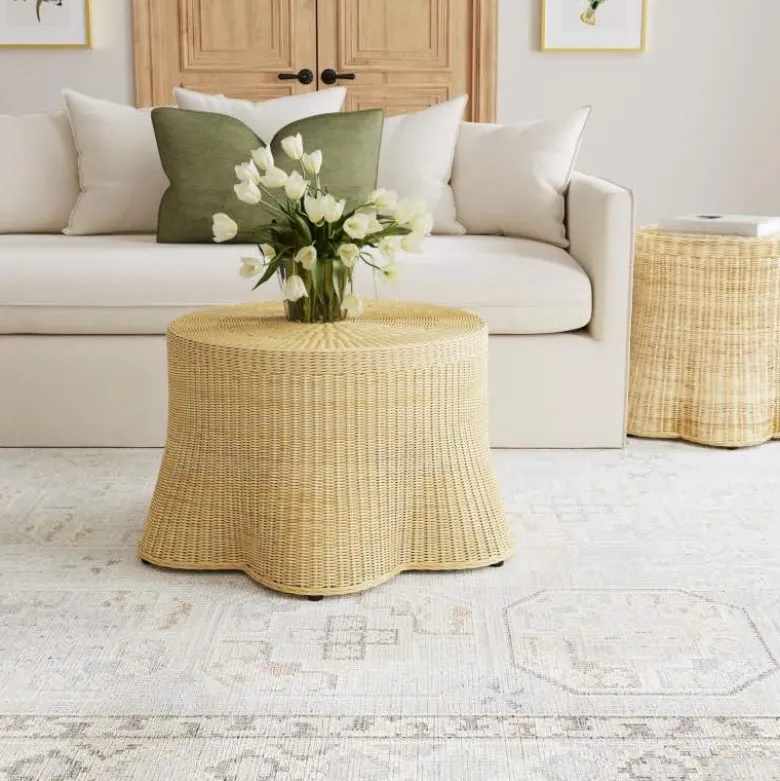 Capris Rattan Scalloped Edge Cocktail Table