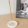 Carved White Marble Round Moon Incense Holder