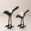 Cast Iron Bird Tealight Holders, Set of 2