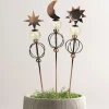 Celestial Trio Solar-Powered Garden Stakes, Set of 3