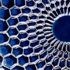 Ceramic Blue Tile Birdbath