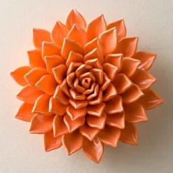 Ceramic Wall Flowers, 10" - Coral