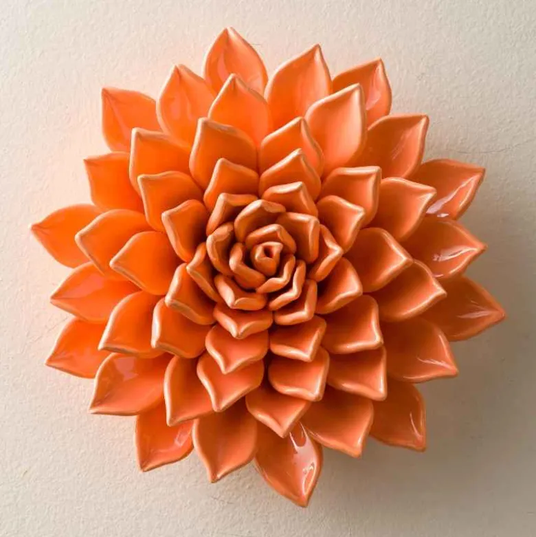 Ceramic Wall Flowers, 10" - Coral