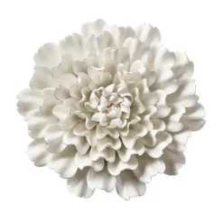 Ceramic Wall Flowers, 10" - Gold-Rimmed White