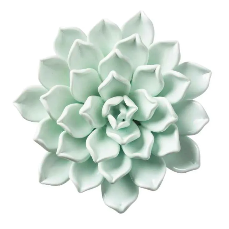 Ceramic Wall Flowers, 6" - Light Aqua