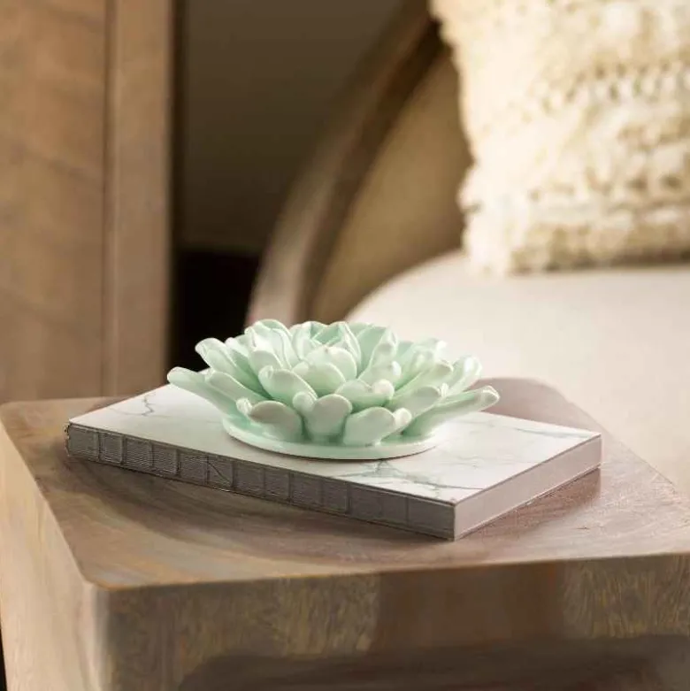 Ceramic Wall Flowers, 6" - Light Aqua