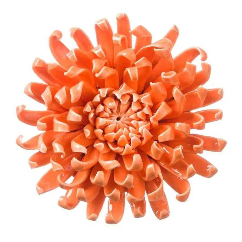 Ceramic Wall Flowers, 6" - Orange