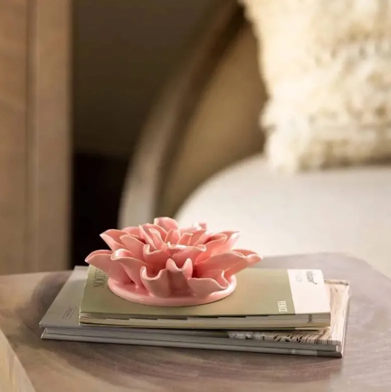 Ceramic Wall Flowers, 4" - Pink