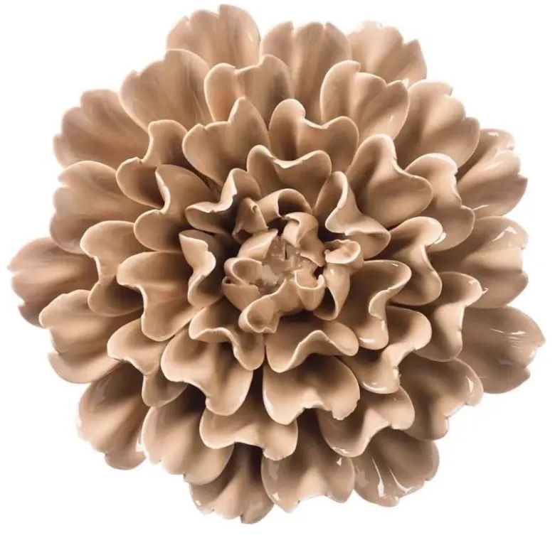 Ceramic Wall Flowers, 8" - Taupe