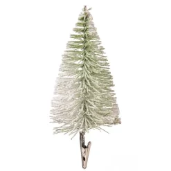 Clip-On Bottle Brush Flocked Mini Trees, Set of 4