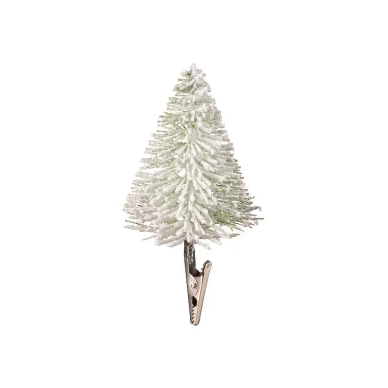 Clip-On Bottle Brush Flocked Mini Trees, Set of 4