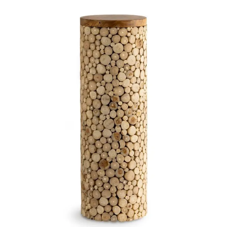 Column Pedestal Teak Wood Plant Stand