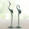 Contemplative Recycled Metal Garden Cranes, Set of 2