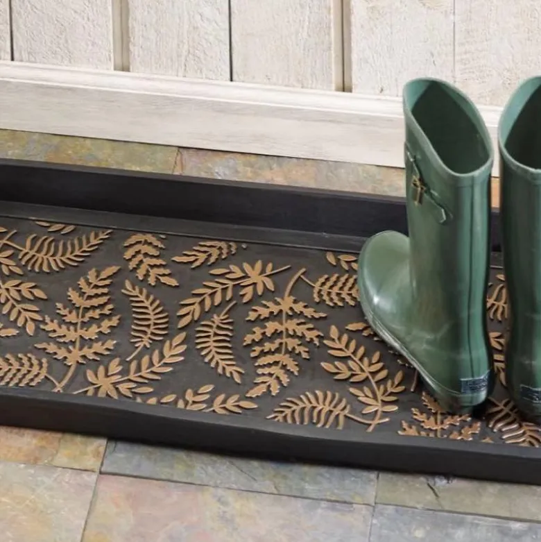 Copper-Brushed Ferns Rubber Boot Tray