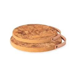 Cork Trivet with Leather Handle, 10