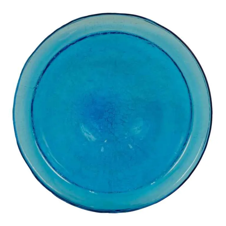 Crackle Glass Birdbath with Garden Stake
